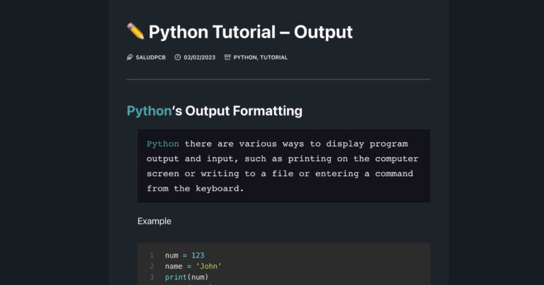 python tutorial output