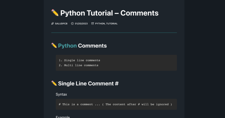 python tutorial comments