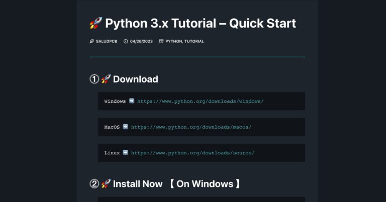 python 3 x quick install start