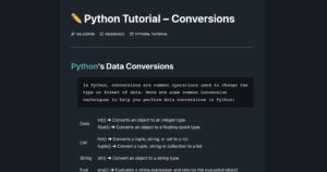 Python Tutorial - Conversions