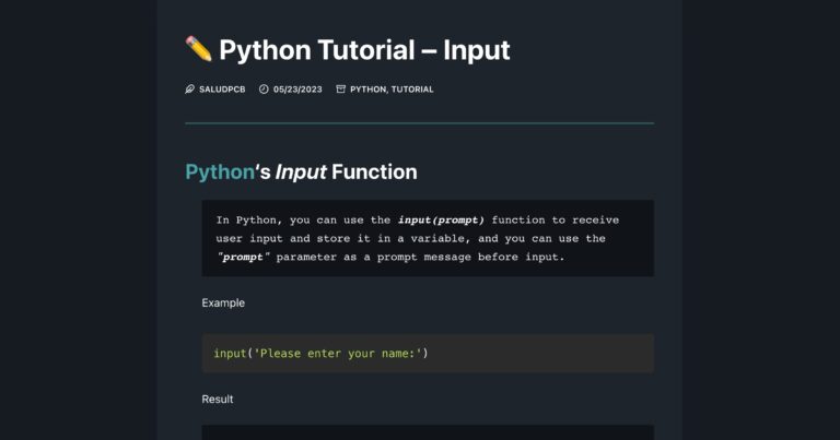 Python Tutorial – Input