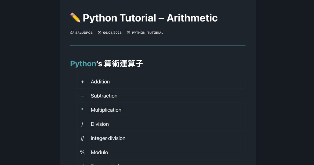 Python Tutorial - Arithmetic | SaludPCB