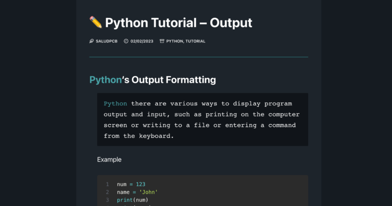 python tutorial output
